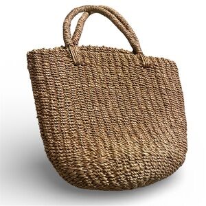 Handmade Straw Handbag Made in The Philippines Two Handles 15 X 11” Bohemian Bag